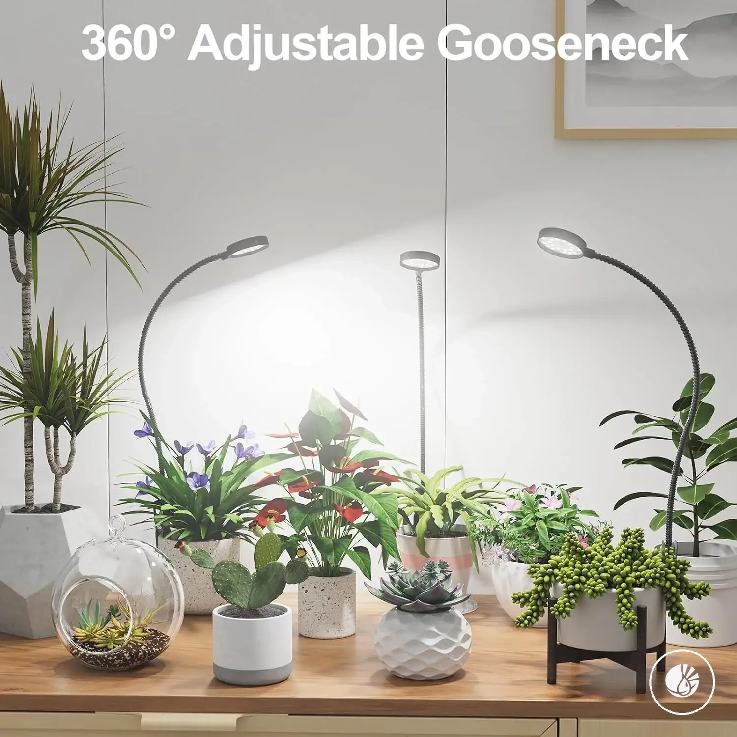 Clip-on USB full spectrum grow light with gooseneck and dimming controls