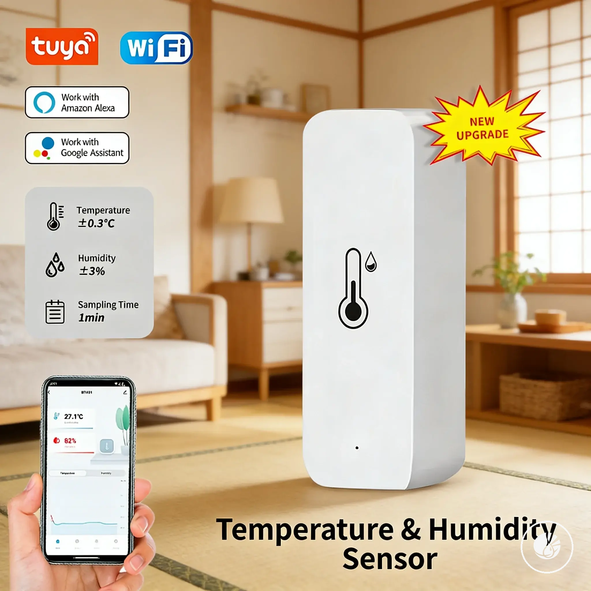 WiFi temperature and humidity sensor for indoor remote monitoring