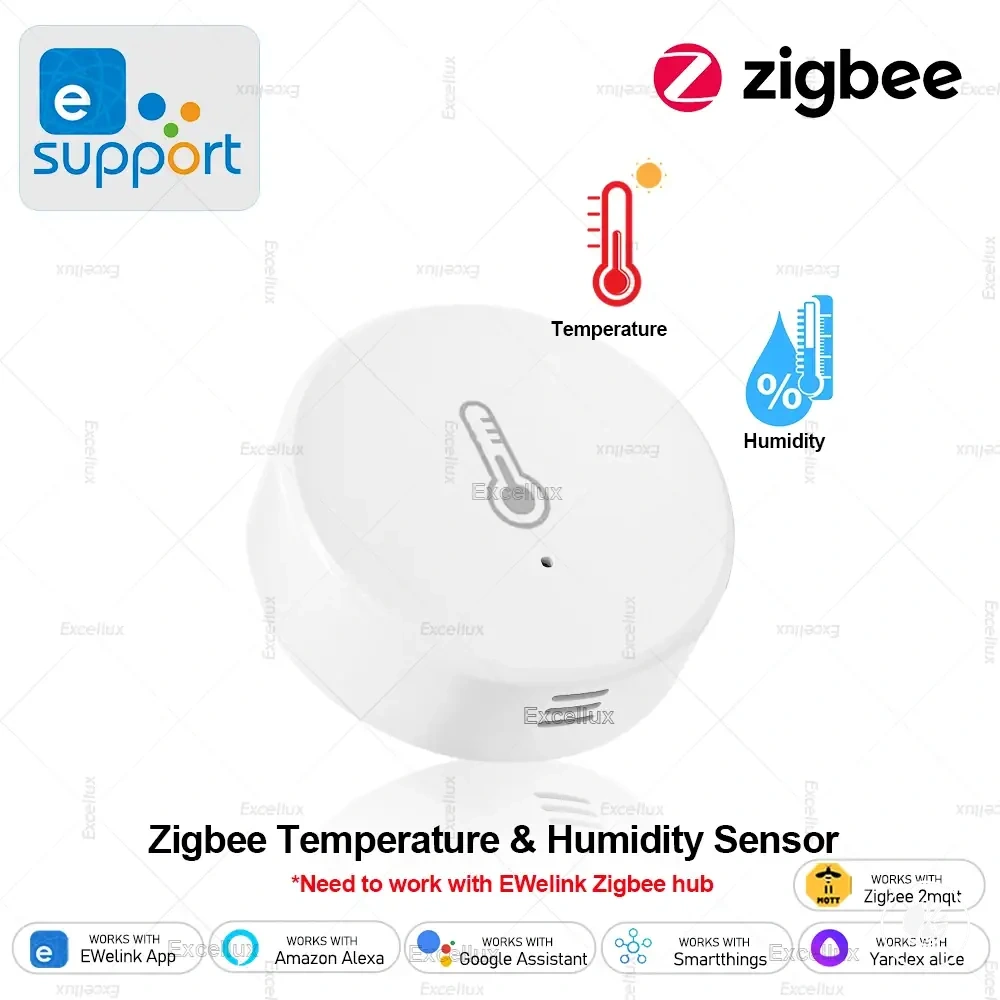 Sensor Zigbee de temperatura y humedad con control por app para interiores
