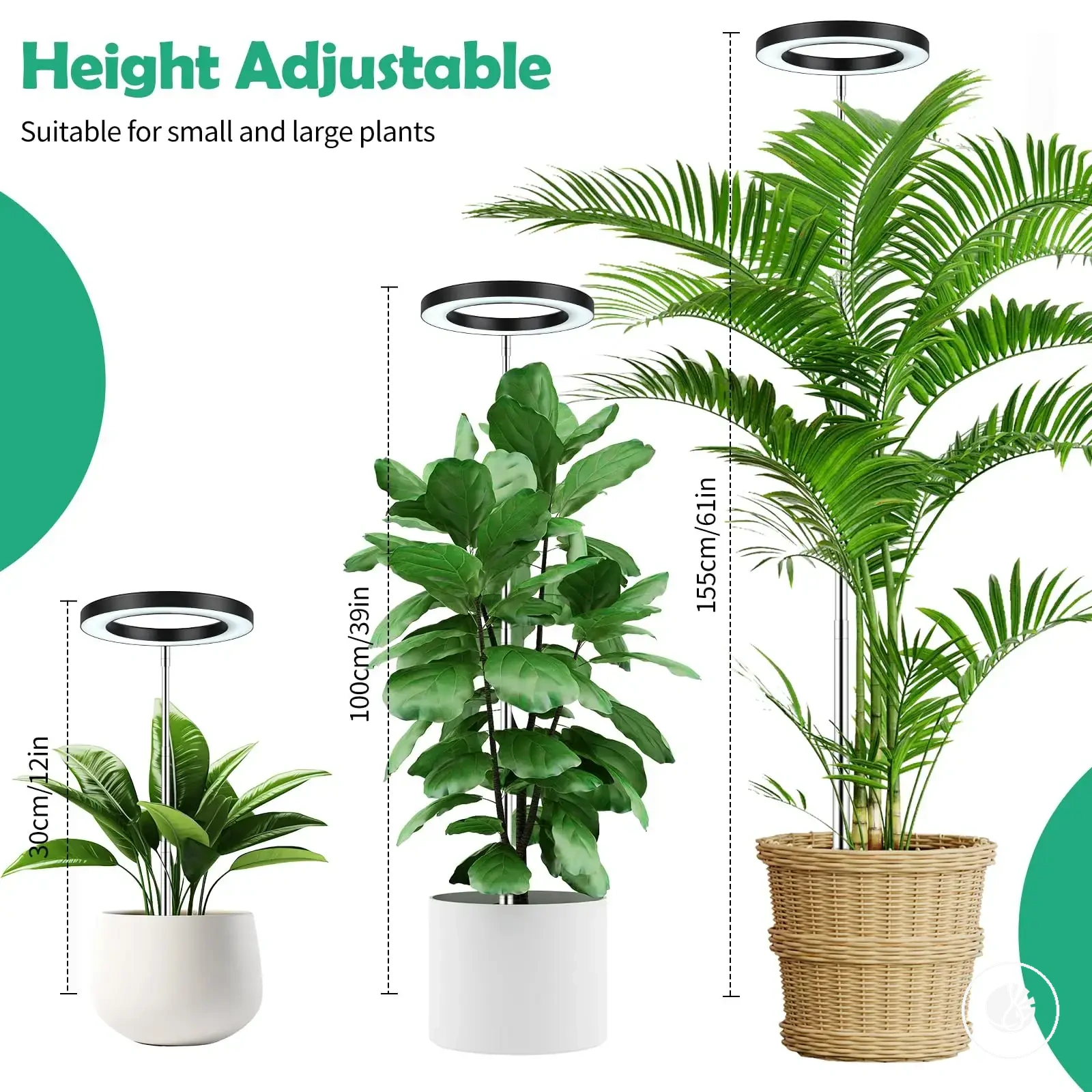 Luz de cultivo ajustável em altura com temporizador e brilho regulável